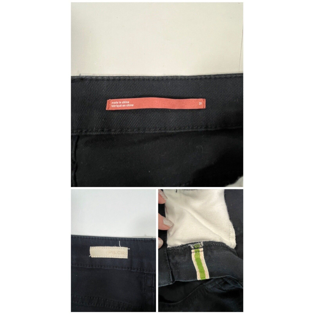 Anthropologie Pilcro Black Cropped Jeans Size 31 The Icon Raw Hem Bronze Studded - Picture 4 of 16